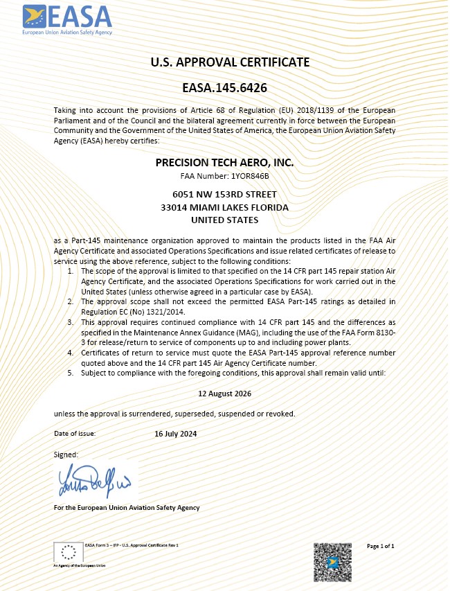 PTA EASA 2026 Certificate